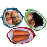 저장 식품 과일 야채를 위한 환경 친화적인 재사용 가능한 RPET 세탁 빨 메쉬 생산 가방