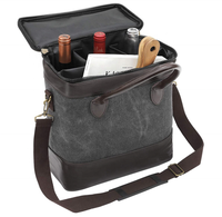 칸막이가 있는 럭셔리 왁스 칠한 캔버스 쿨러 가방 여성을 위한 휴대용 방수 좋은 품질의 와인 병 쿨러 가방
