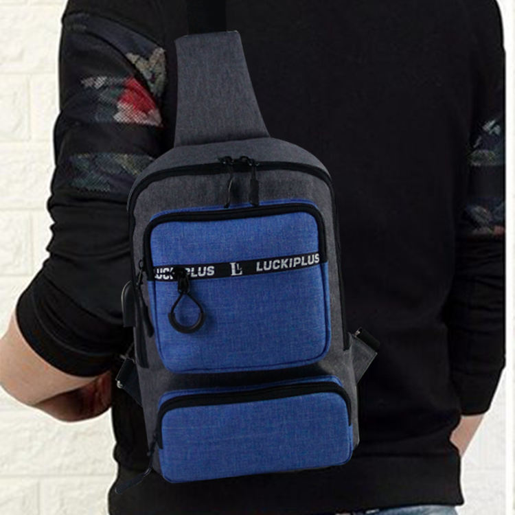 패션 비즈니스 캐주얼 남자 가슴 가방 단일 어깨 배낭 USB 슬링 Crossbody 가방 팩