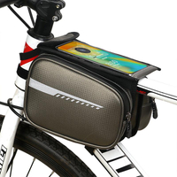 사이클링에 대 한 사용자 지정 로고와 빈티지 PU 가죽 자전거 전화 홀더 가방 방수 프레임 탑 튜브 가방