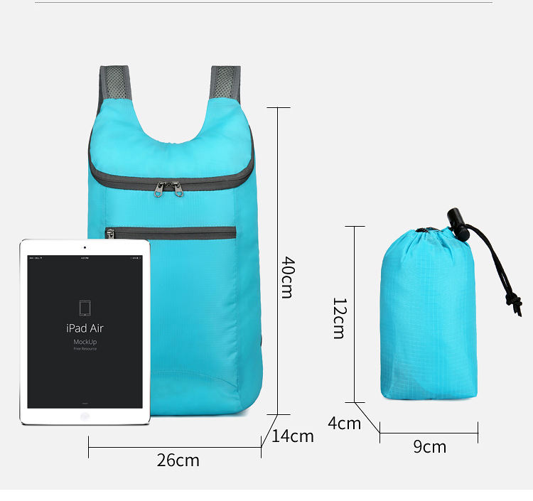 접이식 야외 여행 쇼핑 캐주얼 배낭 가방 접이식 맞춤형 로고 스포츠 배낭 210d 가방 라이트 데이 팟