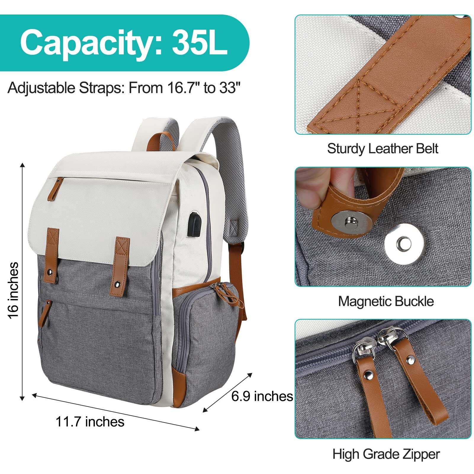 2022 패션 방수 bookbags 남여 15.6 인치 노트북 학교 가방 배낭 usb 충전 포트