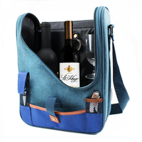 Amzon의 뜨거운 판매 패션 크로스 바디 열 야외 캠핑 대용량 피크닉 2 병 와인 냉장 쿨러 가방