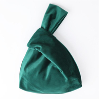 여성을위한 빈티지 핸드백 손목 가방 한국 일본식 매듭 토트 백 벨벳 화장품 가방